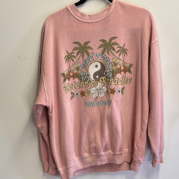 Billabong Pink If Lost Return to Paradise Sweatshirt/ Oversized Small - Picture 1 of 5